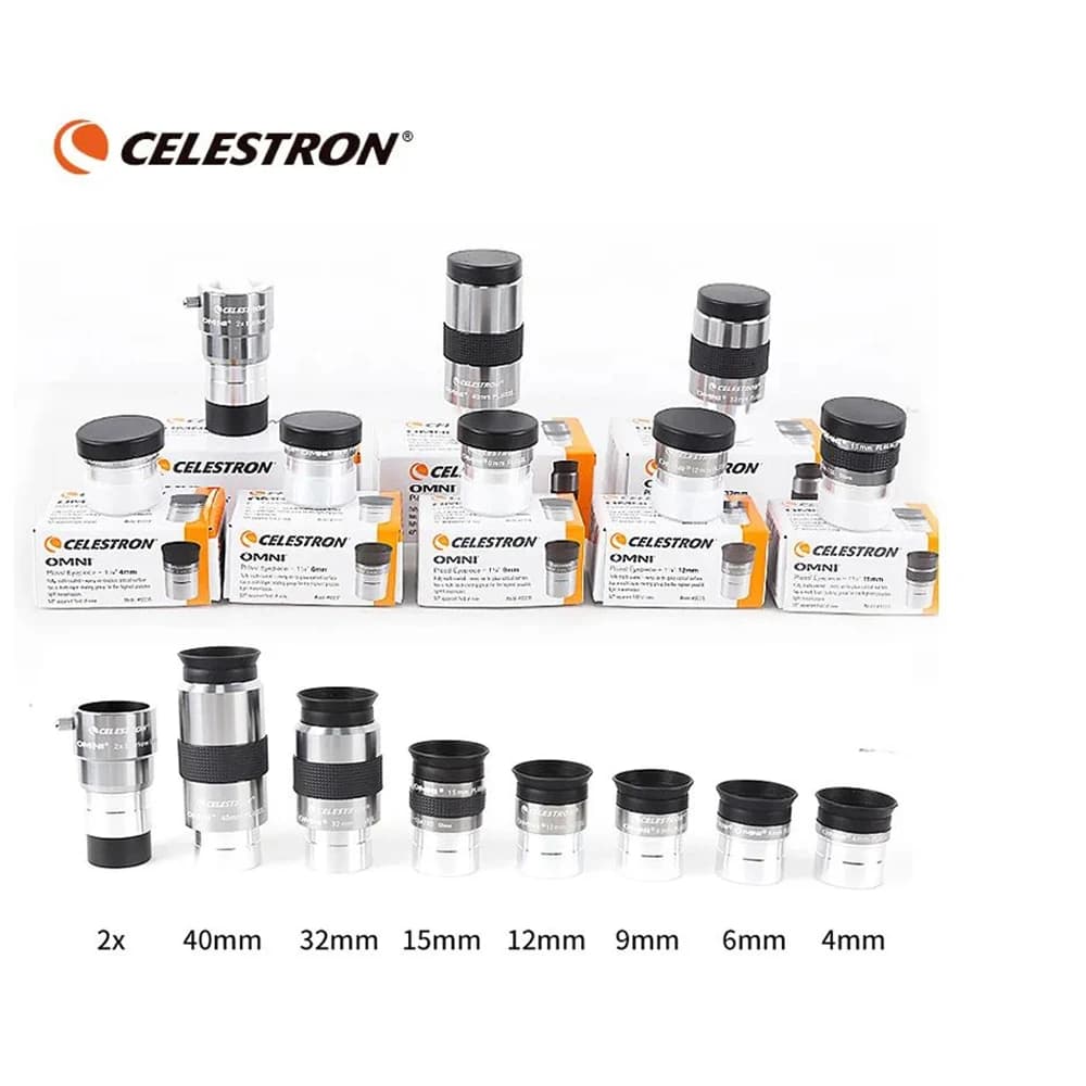 Oculare Celestron Omni Plossl da 1,25" per telescopio astronomico 4/6/9/12/15/32/40mm/2X Lente Barlow