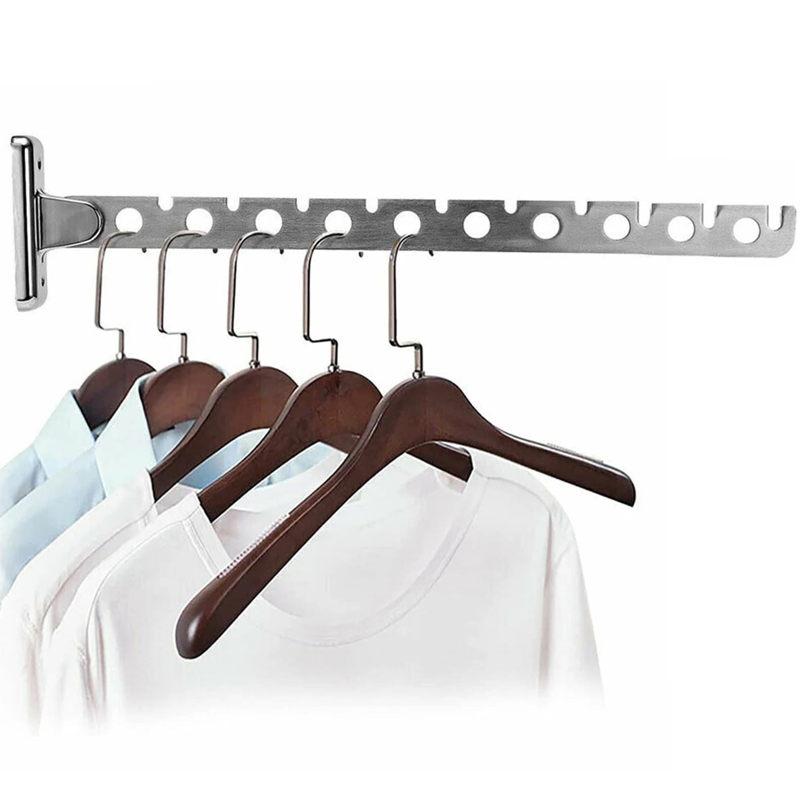 Wall hanger Wall coat hanger New wardrobe Durable 10 holes Clothes rack with stainless steel folding retractable hook