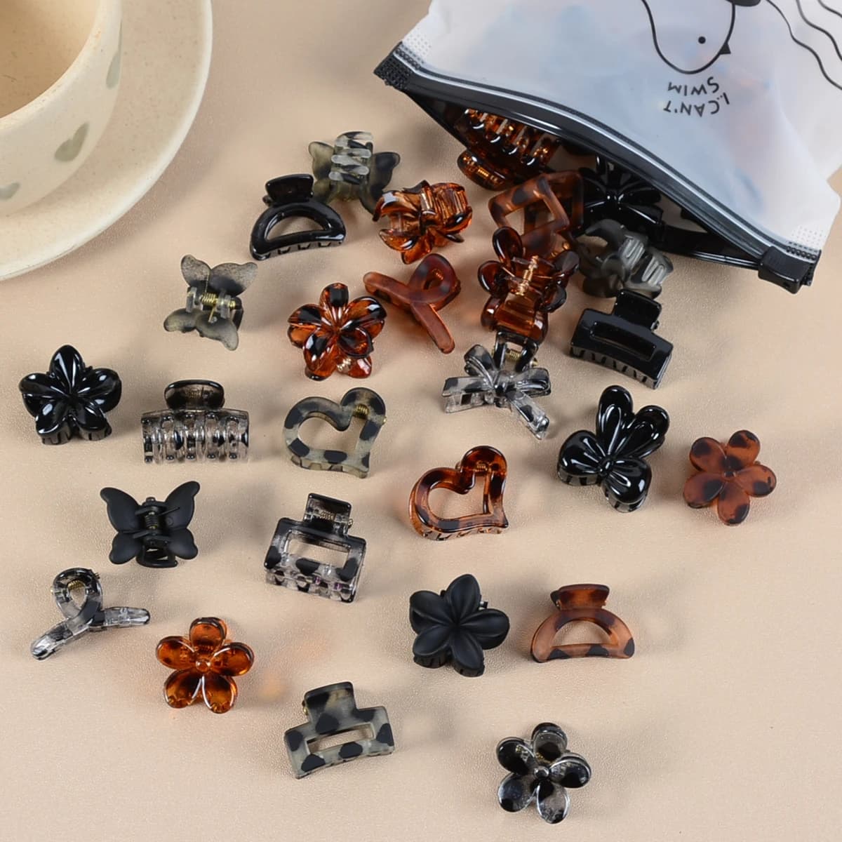 Set da 12 mini fermagli per capelli a forma di fiore da 2,5 cm, adatti a donne e ragazze, graziosi accessori per capelli, fermagli a becco d'anatra piccoli e compatti per acconciature senza lasciare segni.