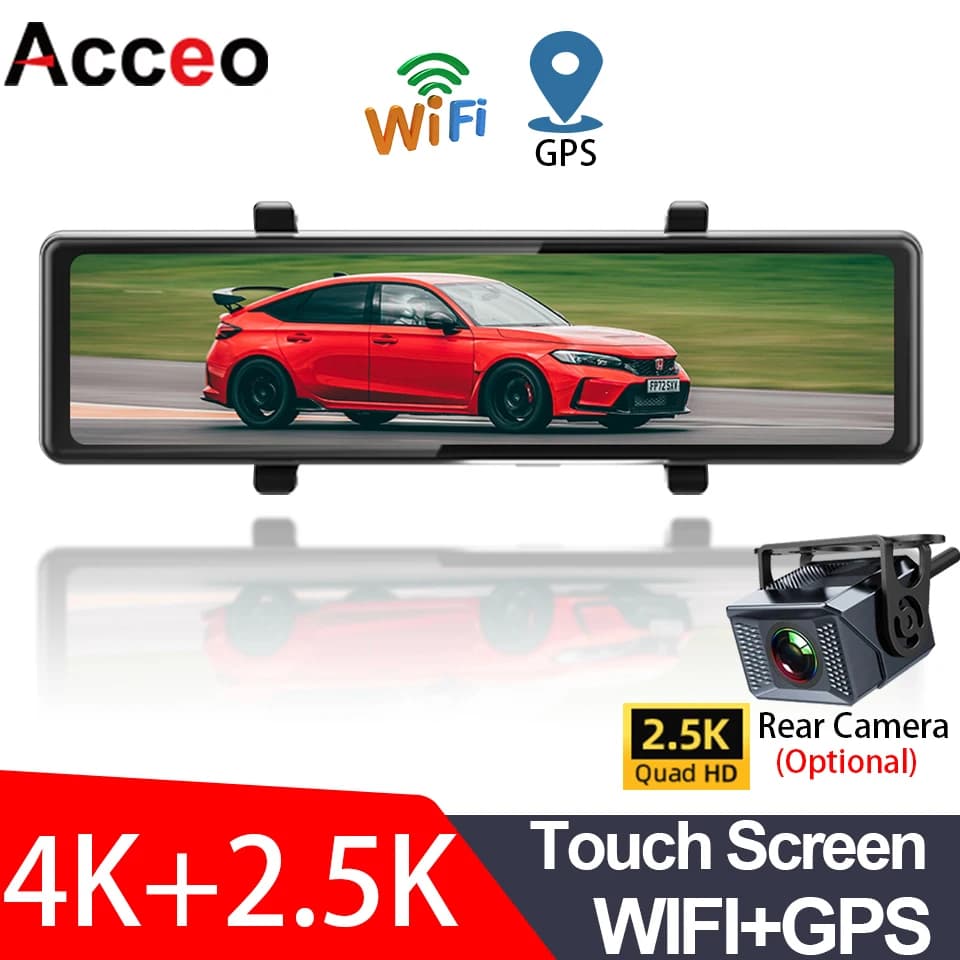4K ADAS Dash Cam Night vision HD WiFi integrated Night vision DVR for cars Rearview mirror Video Camera Double lens DVR for cars