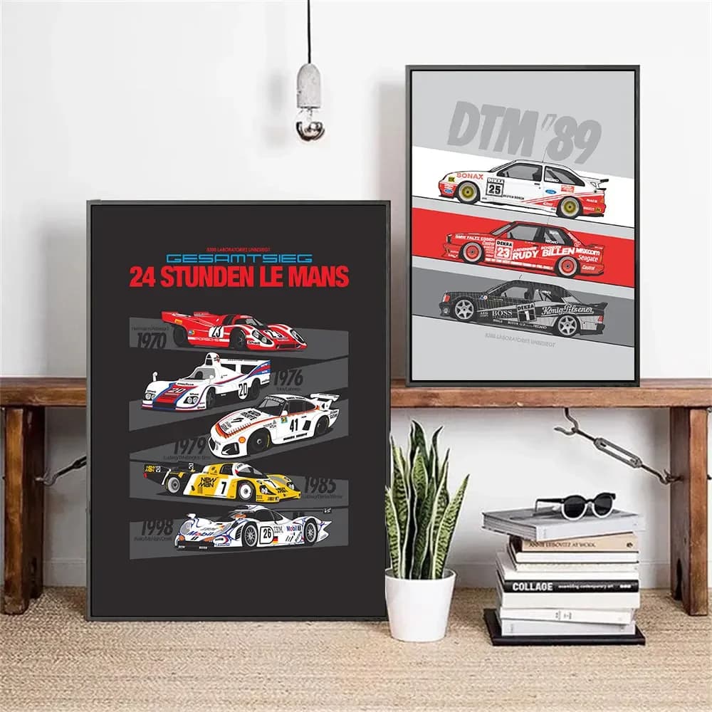 Classic Pop Race Cars Wall Art Black White Red HD Canvas Oil Painting Posters & Prints Home Bedroom Living Room Decor Gift