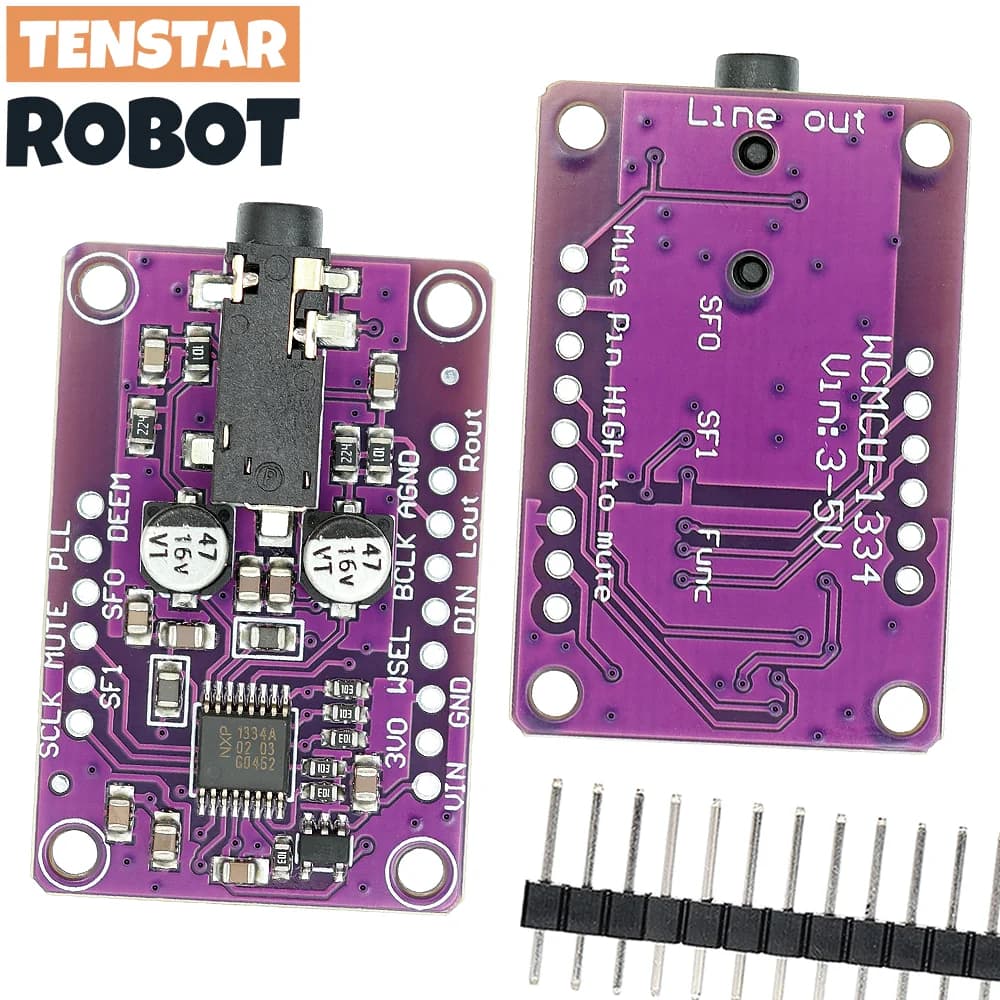 TENSTAR UDA1334A DAC module UDA1334 I2S DAC Module stereo audio decoder for Raspberry Pi
