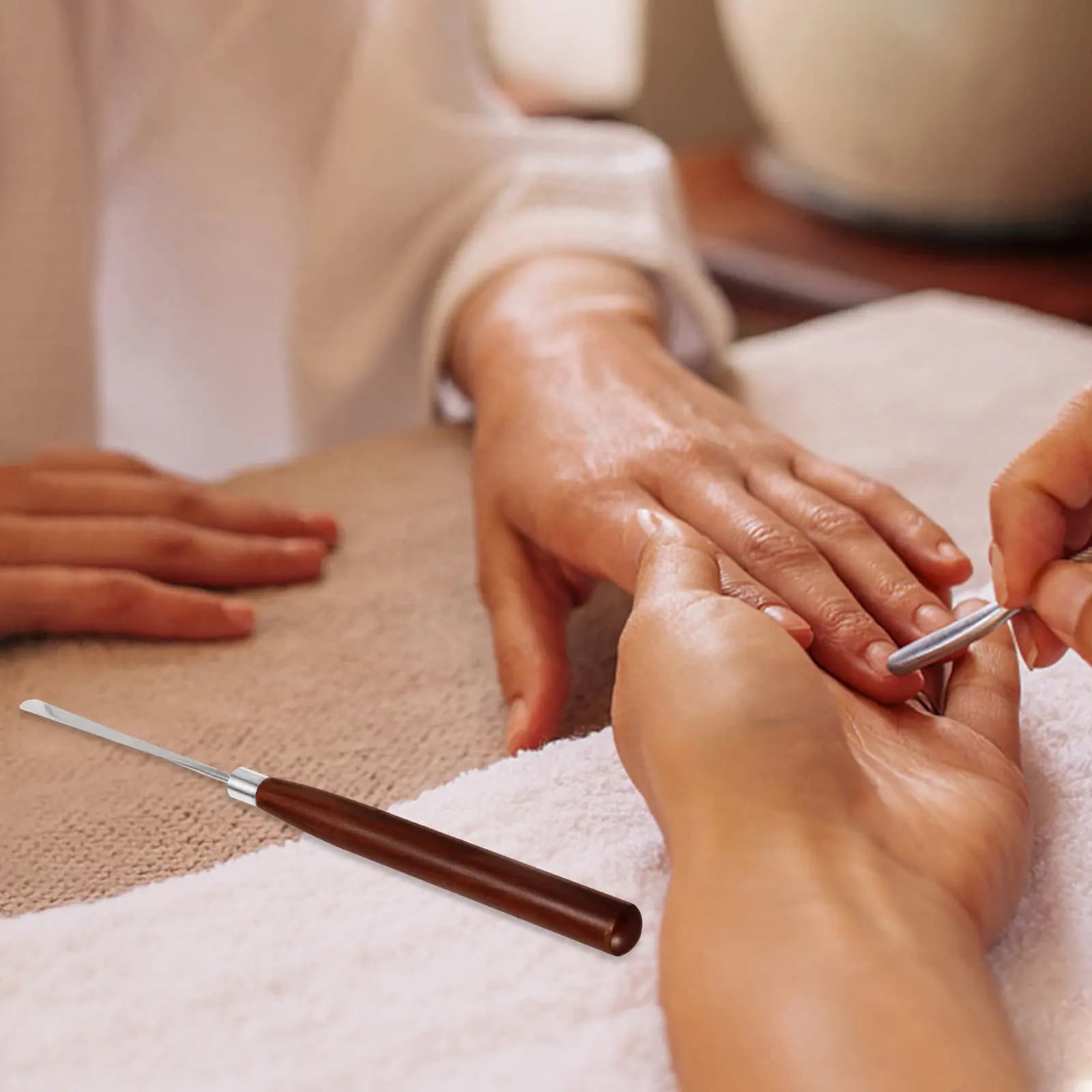 Bastoncino Professionale in Acciaio Inossidabile con Manico in Legno per Miscelare Colla per Unghie, Gel Polish e Pigmenti
