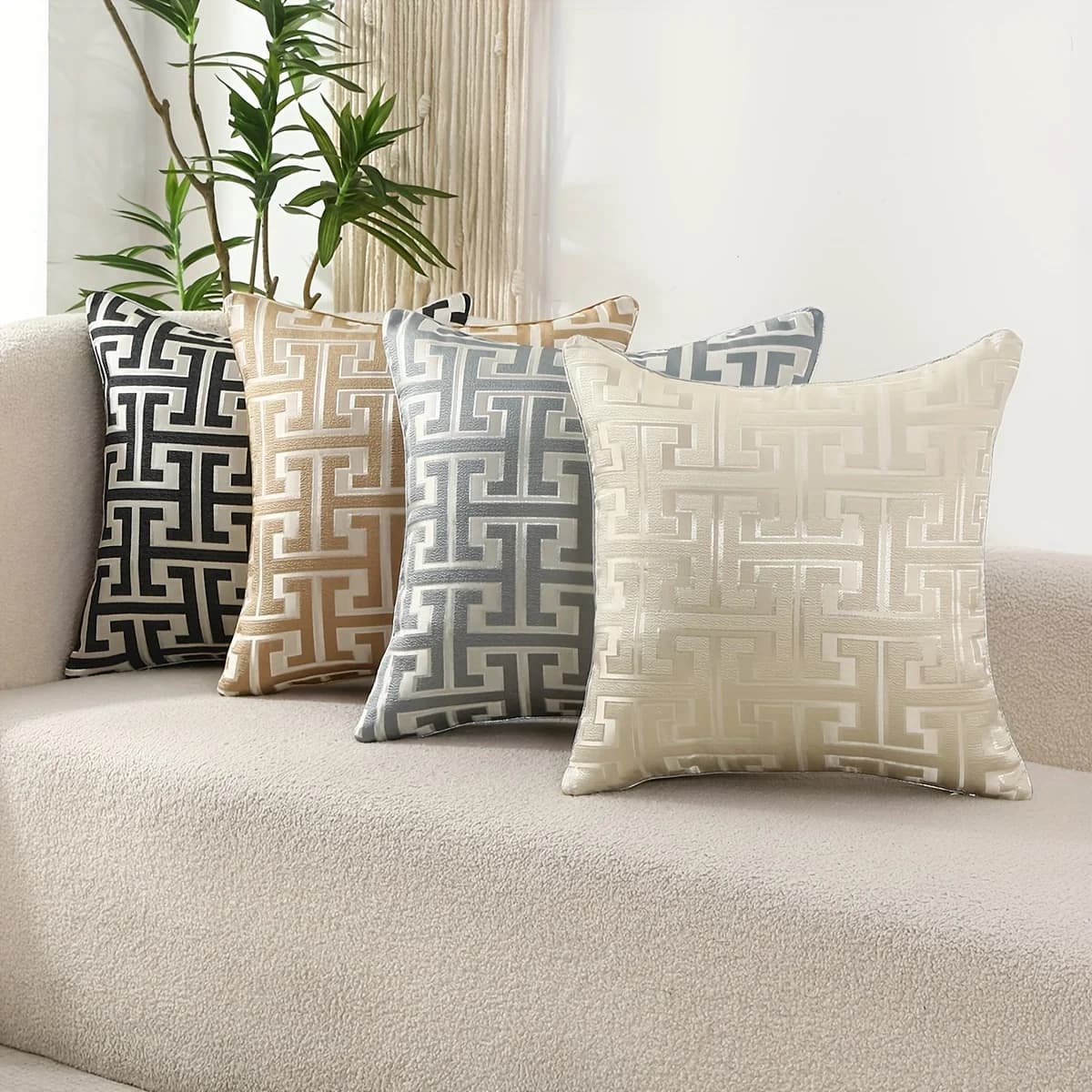 1pcs/set Modern Geometric Jacquard Pillow Cover with Invisible Zipper - Perfect for Living Room and Bedroom Decor