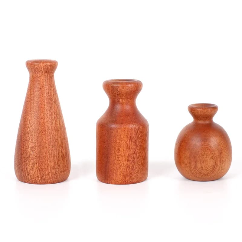 Sapele Solid Wood Mini Vase Diffuser Desktop & Car Aroma Wood Ornament Aromatherapy Diffuser