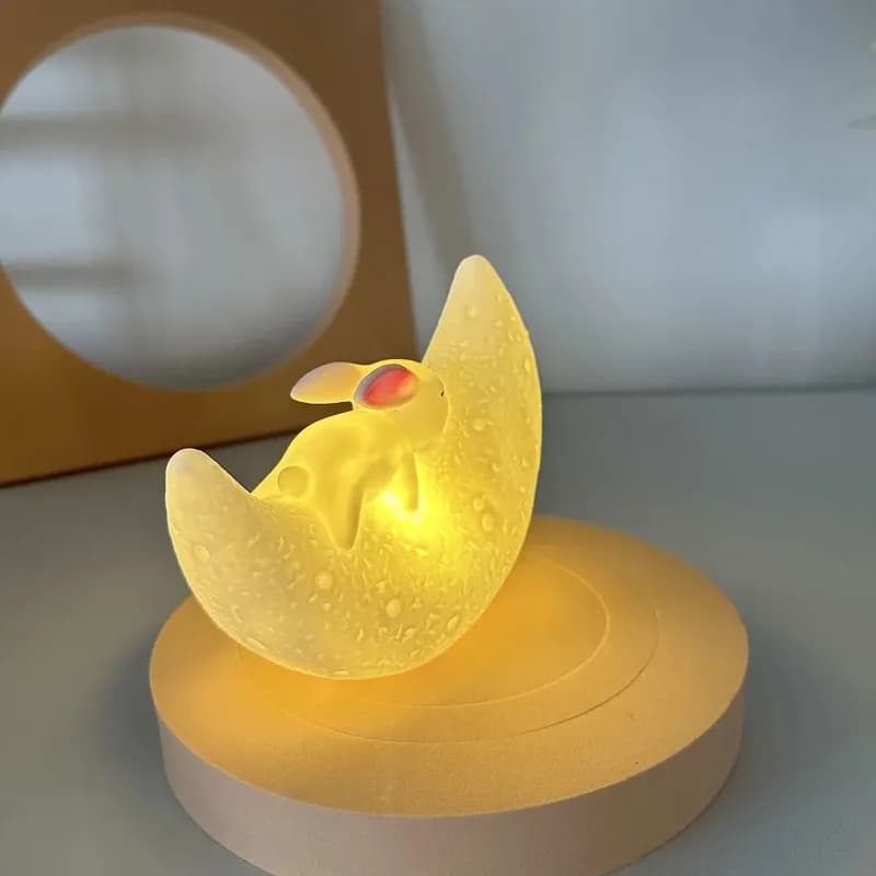 Luce notturna Luce per dormire Luna Coniglio Luce notturna Camera da letto Comodino Luce d'atmosfera Carino Decorazione creativa del desktop Luce soffusa