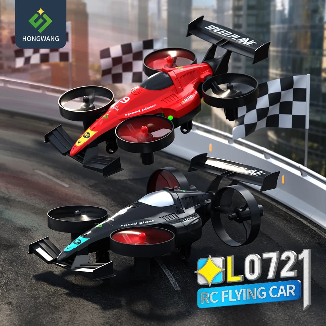 Quadricottero RC 2-in-1 Terra-Aria e Auto RC da Drift con Telecomando 2.4G, Aeroplano con Rotazione a 360° con Un Solo Tasto ° Giocattoli RC Elettrici Flipper