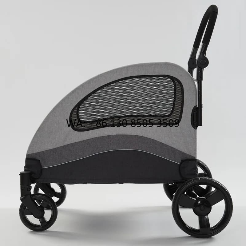 Passeggino di Lusso a 4 Ruote per Cani di Taglia Grande, Carrozzina da Viaggio Comoda con Maniglia per Animali Domestici