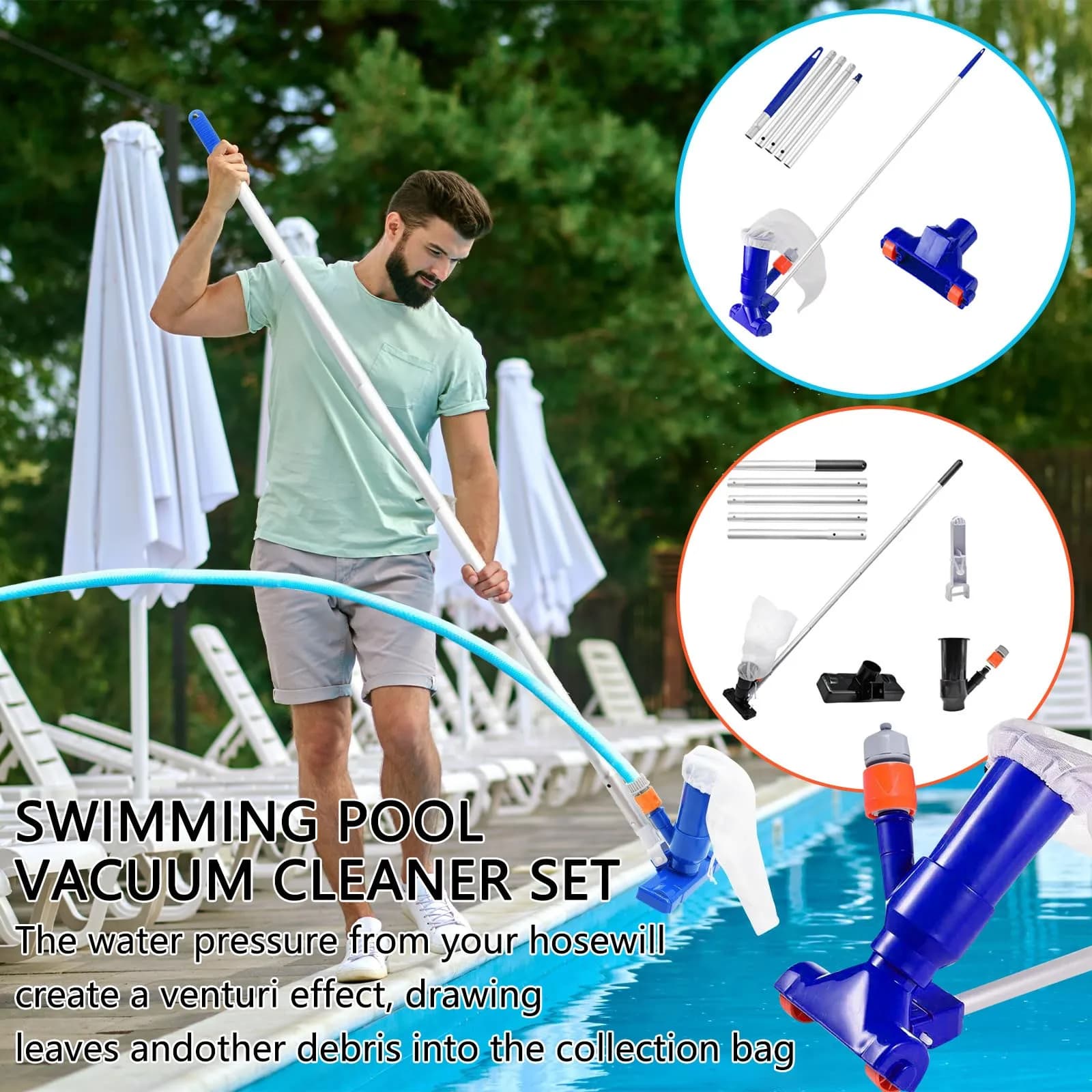 Professional Swimming Pool Cleaner Foun Tain Portable Pool Vacuum Cleaner Swimming Pool Cleaning Tool Kit