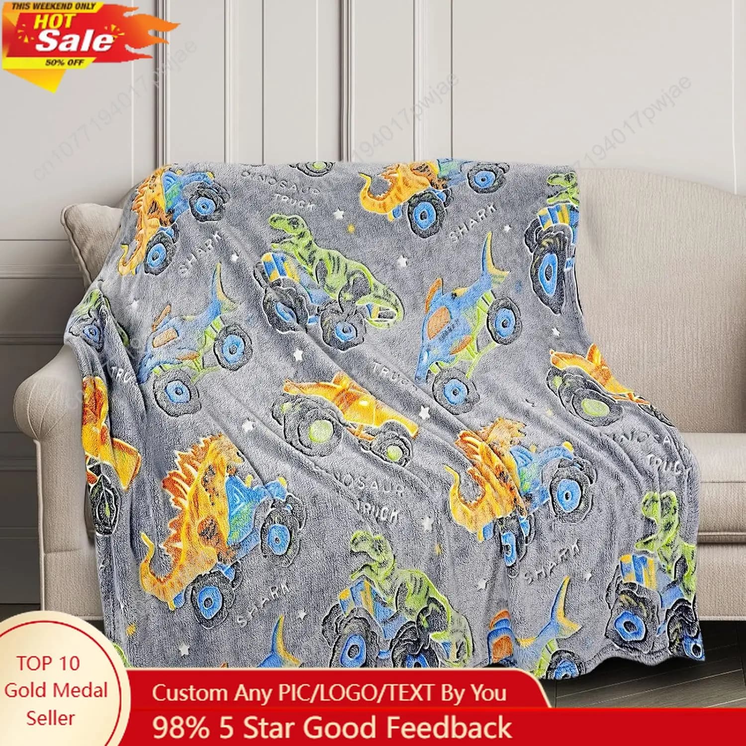 Dinosauro Giocattoli Regali per Ragazzi Bambini Dino Shark Truck Coperta che si illumina al buio Miglior compleanno Natale San Valentino Regali di Pasqua