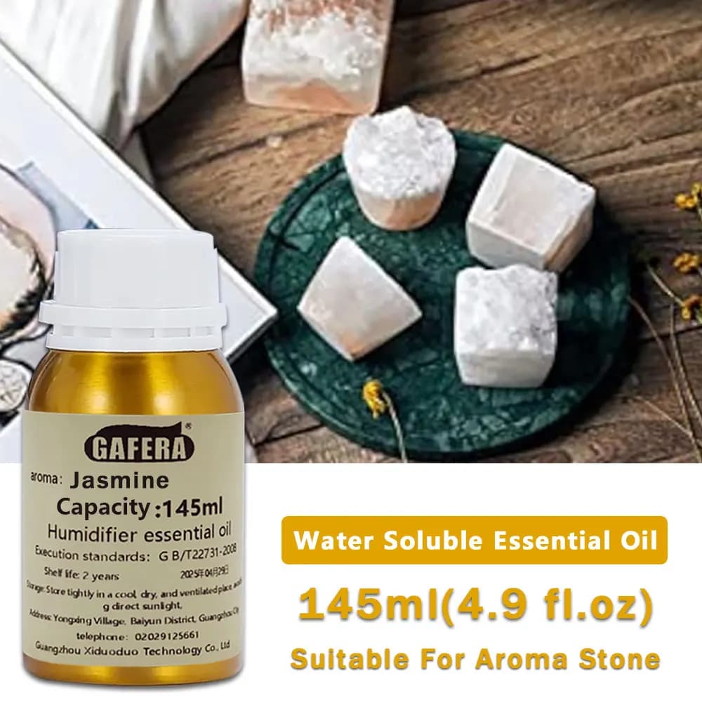 Oli Essenziali GAFERA 145ml (4.9 fl.oz) Gelsomino/Salvia e Sale Marino/Shangri-La/Rosa - Per Pietre Aromatiche, Umidificatori e Diffusori in Legno
