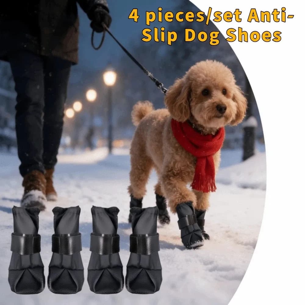 Set di 4 Stivali per Cani Regolabili e Impermeabili, Resistenti all'Usura, Stivali Antipioggia per Animali Domestici, Protezione Traspirante per Zampe, per Escursionismo