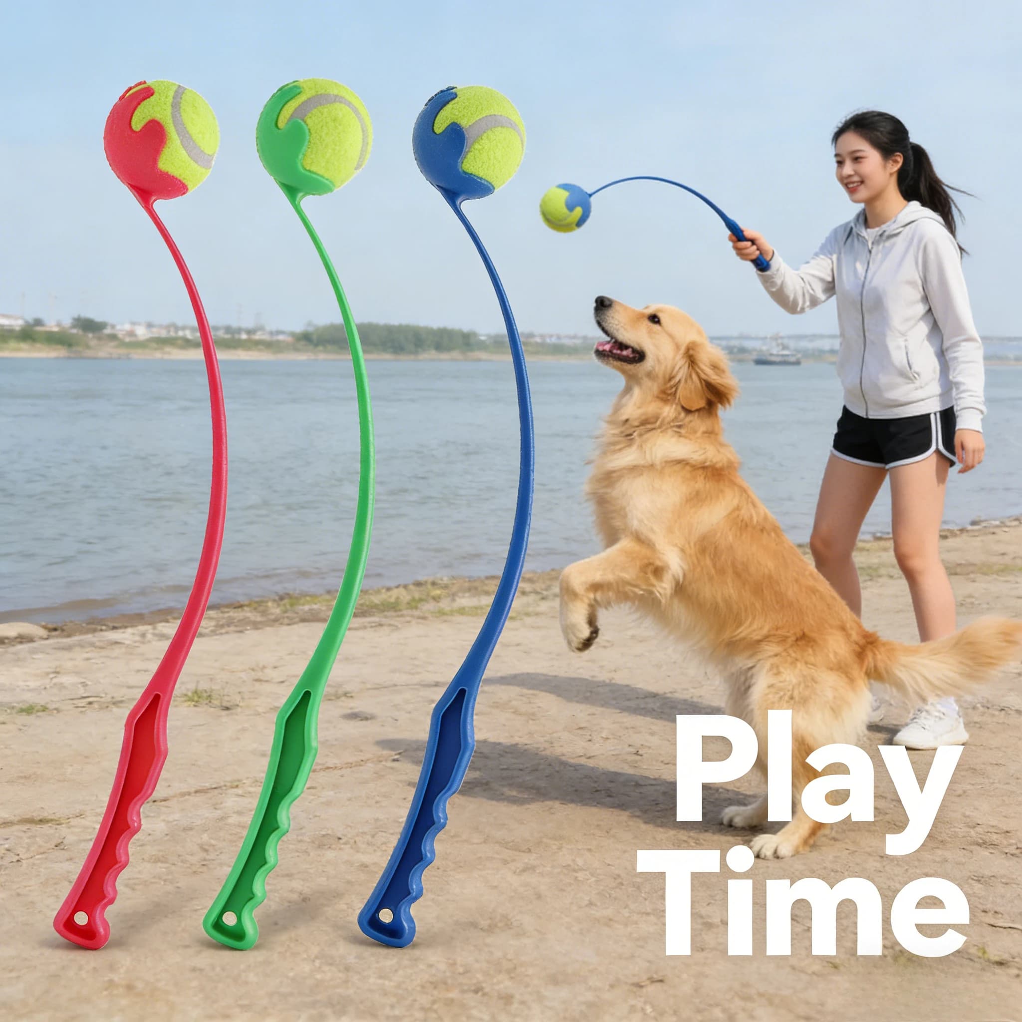 Lanciatore di Palline per Cani, Giocattolo per Addestramento, Lanciatore di Palline da Tennis per Esercizio e Divertimento all'Aperto