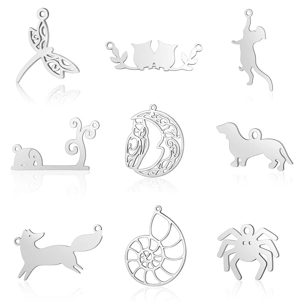 10pcs/Lot 3pcs/lot 316 Stainless Steel Dream Catcher Peacock Feather Earring Charm Wholesale Dragonfly Pendant for DIY Jewelry