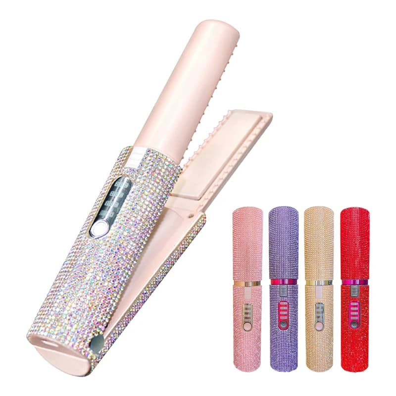 USB 2 in 1 Bigodino Brush for styler to smooth wireless travel hair with colorful diamond design