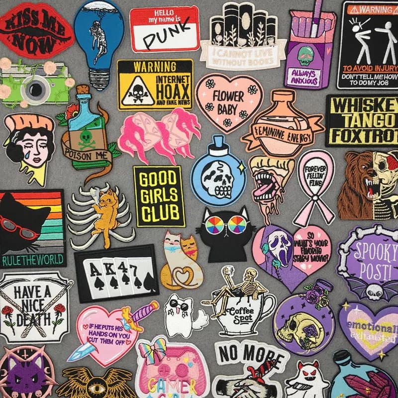 Embroidered patches for clothing skull do you Punk and cartoon patches for clothes sewing hooks for clothes