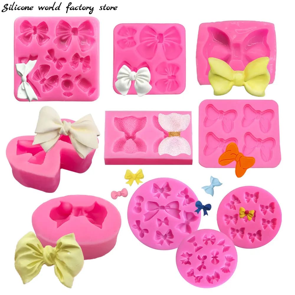 Stampo in silicone a forma di fiocco per torte, stampi a fiocco carini, strumento per fondente e cioccolato fai da te, stampo per resina artistica, decorazione per pasticceria