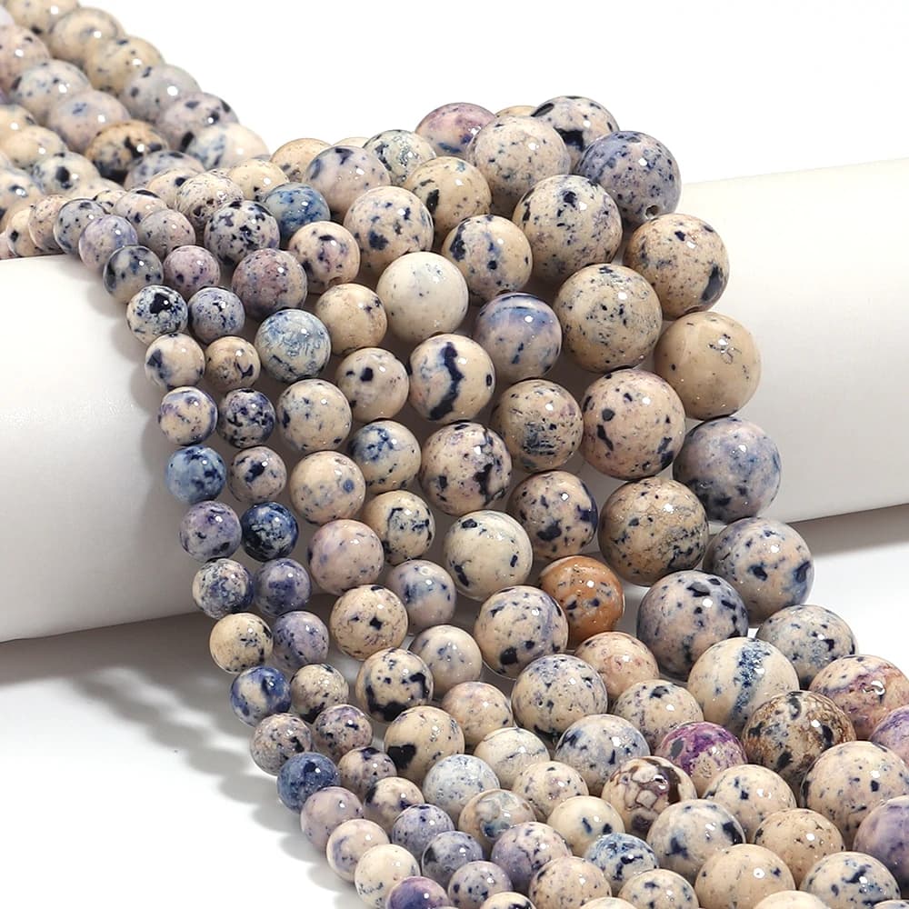 1 Strand 6 8 10 12mm Natural Stone Beads Purple Travertine Round Loose Spacer Beads For Jewelry Making DIY Necklace Bracelet