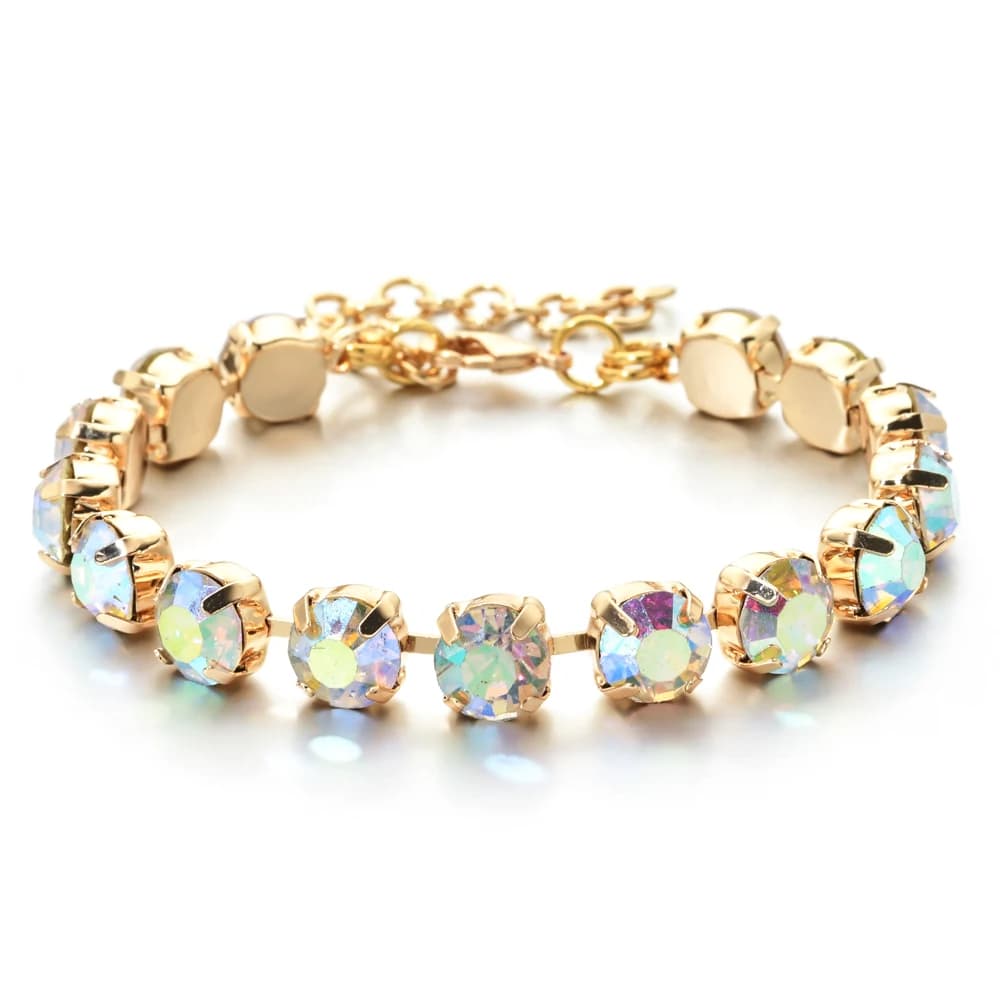 Bracciale tennis da donna Hip Hop Trendy AAA + Cubic Zirconia Placcato in oro Teen Girl Catena di cristallo sulla mano Gioielli da sposa