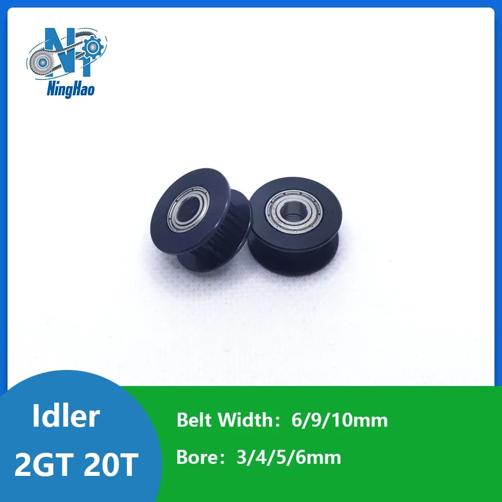 2GT 20 Denti Nero Puleggia Dentata Larghezza Della Cinghia 6/9/10mm Foro 3/4/5/6mm 20T Tensionamento Ruota Aperta Sincrona Accessori Per Stampanti 3D