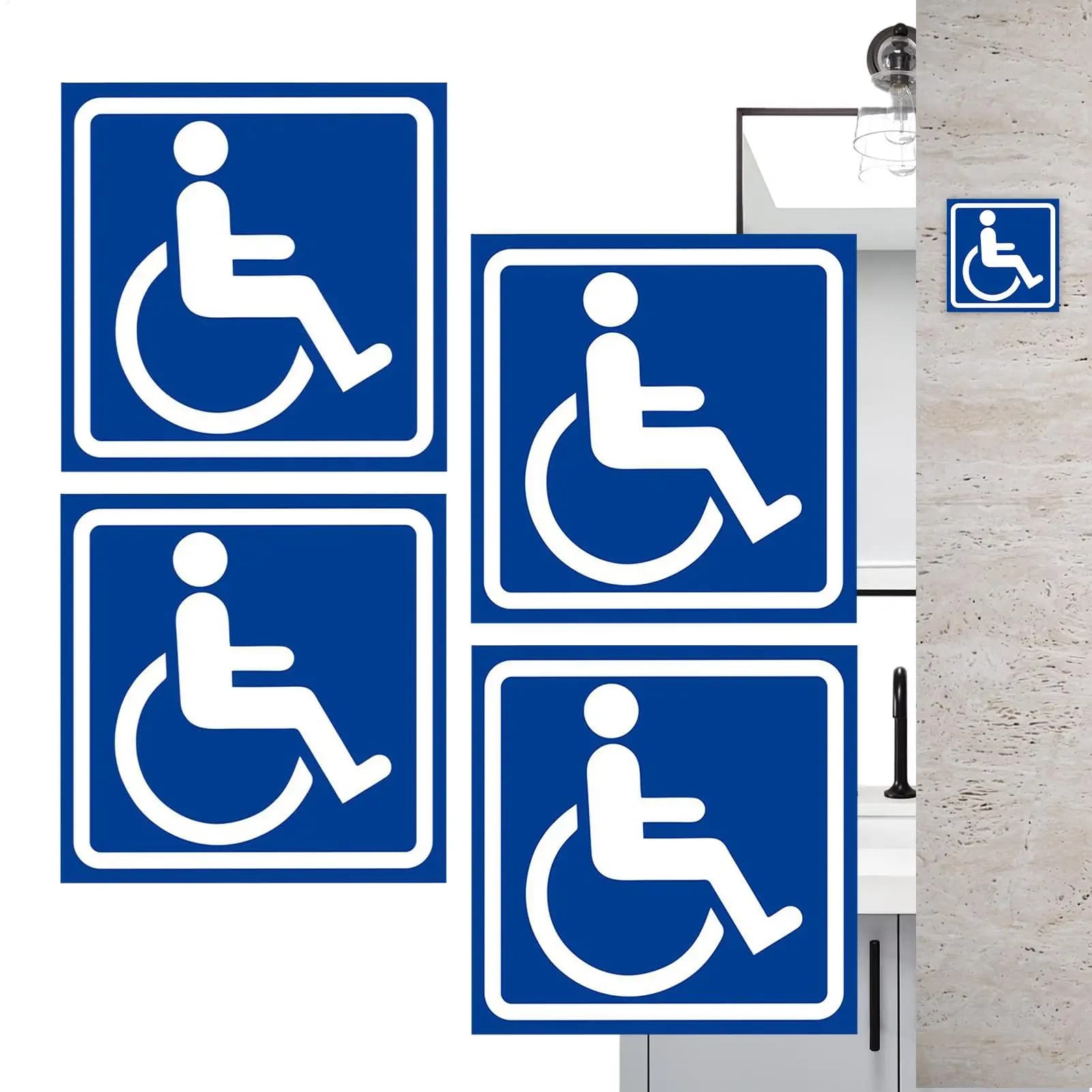 4 pezzi adesivi per cartelli di parcheggio per disabili 4.72x4.72 pollici decalcomanie riflettenti impermeabili autoadesive e durevoli per spazi accessibili