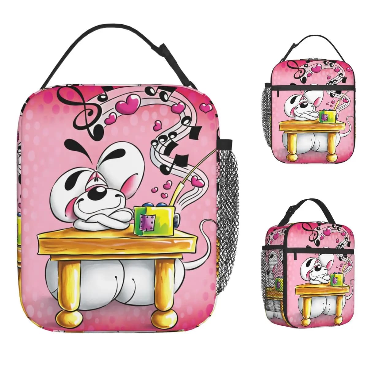 Comic Cartoons Diddl Lunch Bag Borsa termica per il pranzo, portatile, isolata, per l'ufficio, per donna, borsa termica impermeabile
