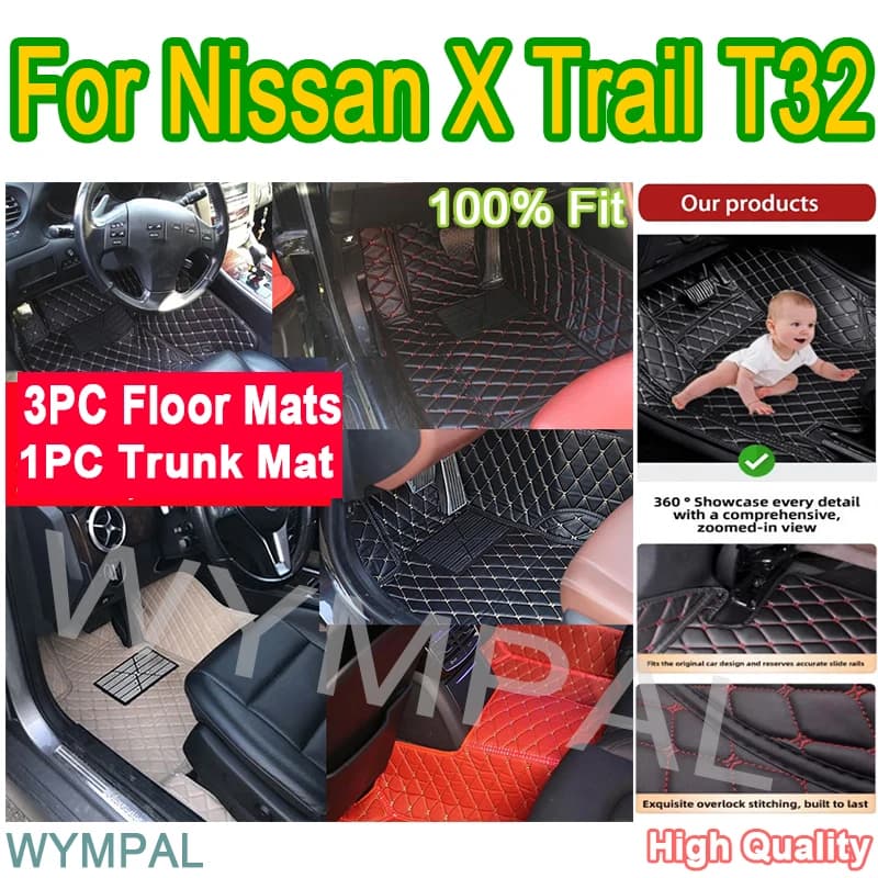 Luxury Leather Car Floor Mat For Nissan X Trail T32 2014 2015 2016 2017 Protect Vehicle's Interior Customized Artificial pads