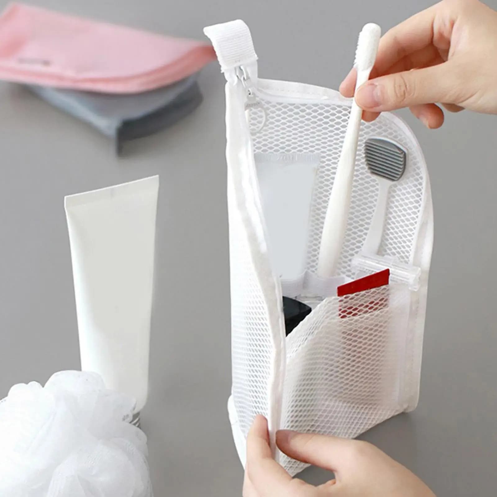 Astuccio impermeabile per spazzolino da denti, custodia portaoggetti verticale, borsa da viaggio per articoli da toeletta con porta spazzolino per bagno, hotel, vacanze
