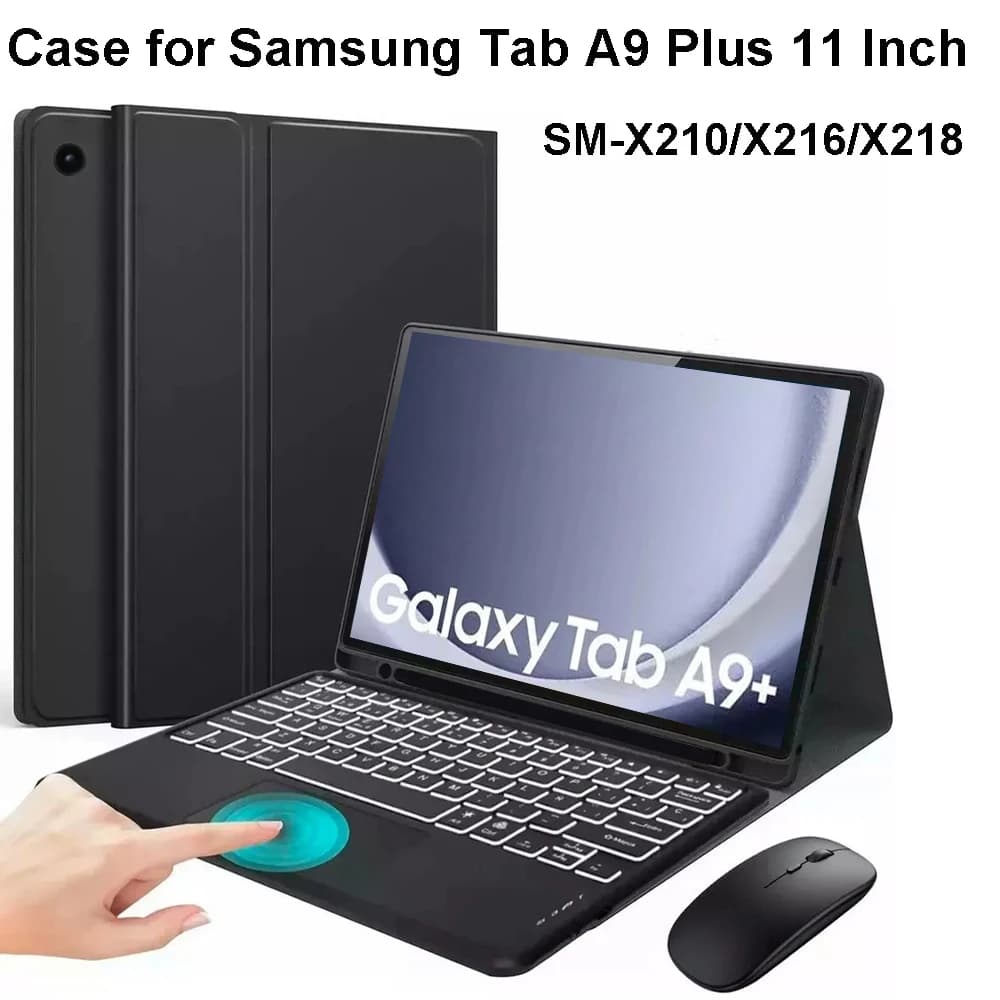Custodia per Samsung Galaxy Tab A9 Plus 11 pollici, copertura tastiera Bluetooth staccabile per Samsung Tab A9+ SM-X210/X216/X218