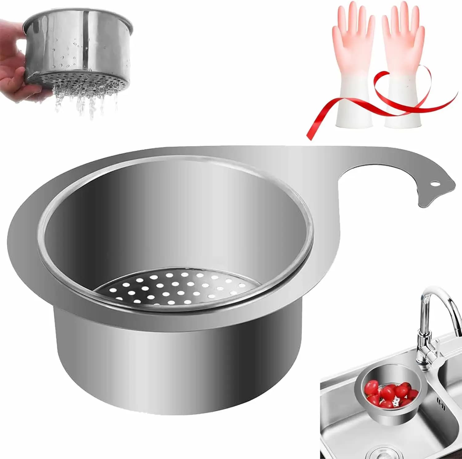 1pc lavello da cucina filtro laterale cestello scarico cigno senza sforzo filtraggio dei rifiuti scarico angolare per un drenaggio efficiente della cucina