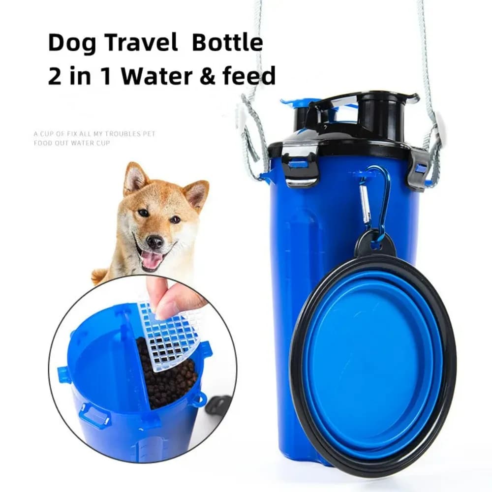 Ciotole pieghevoli per bottiglie d'acqua da viaggio per cani 2 in 1 contenitore per alimenti per animali domestici con ciotole per il collasso ciotole per acqua portatili all'aperto per gatti domestici