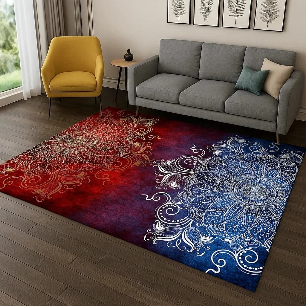 Floral carpet in western Asian style Carpet for living room Studio, Anti-slip carpet for bedroom Easy to clean floor mat Yoga mat Gift