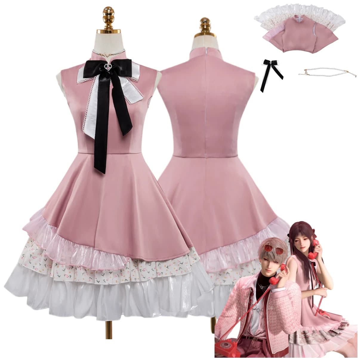 Anime Game Love and Deepspace Hunter Peach Prelude Cosplay Costume 520 Little Fragrance Style Gown Woman Sexy Party Suit