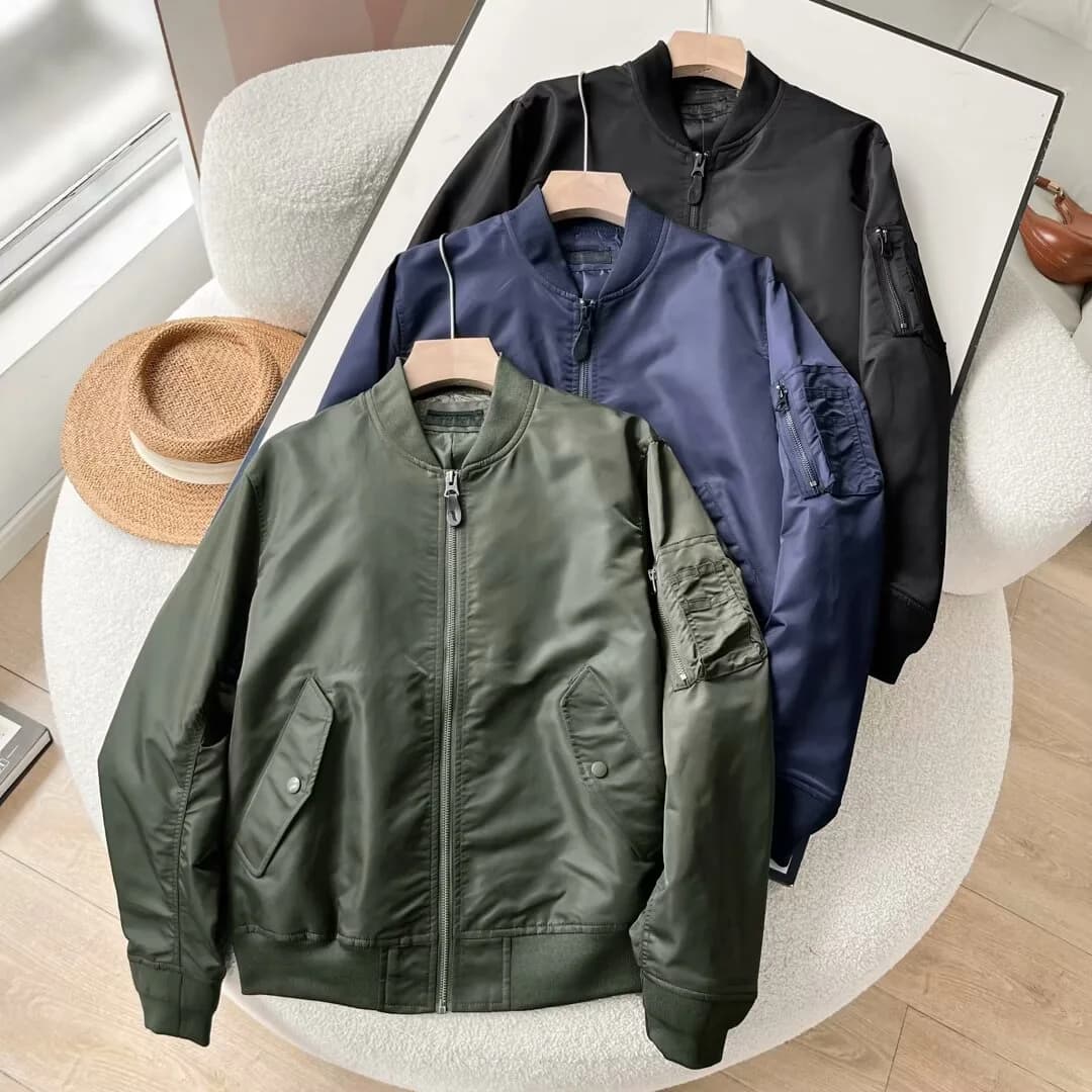 Giacca Baseball Casual Larga per Uomo e Donna, Giacca da Volo Primaverile Autunnale Stile Air Force, Collo Alto, Capospalla Leggero Lungo