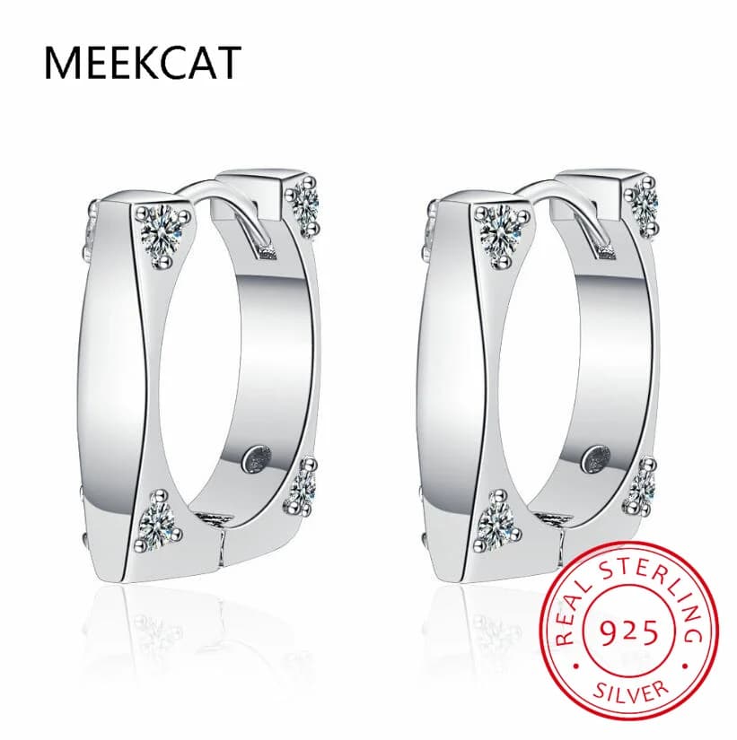925 Sterling Silver Fashion Geometry Ear Buckles Cubic Zirconia Square Hoop Earring for Women Birthday Gift Fine Jewelry BSE963