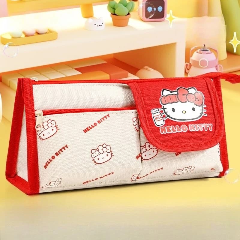 Hello Kitty Large Capacity Pencil Case Cute Kawaii Stationery Organizer with Zipper for Kids School Office Desk Pen Pouch Bag