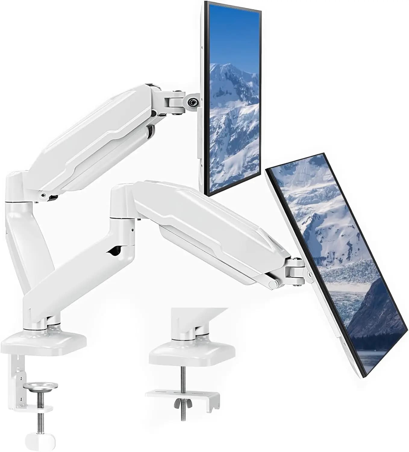 Supporto per Doppio Monitor per Schermi da 13-32 Pollici, Stand VESA Completamente Orientabile con Regolazione dell'Altezza, Supporta 8 kg Ciascuno