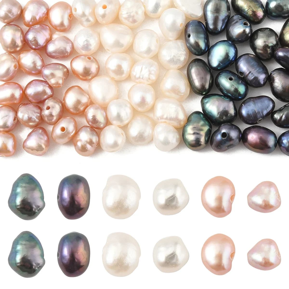 10 pieces of natural cultivated freshwater pearl pearls, Keshi baroque pearls for creating DIY jewellery with earrings and necklaces