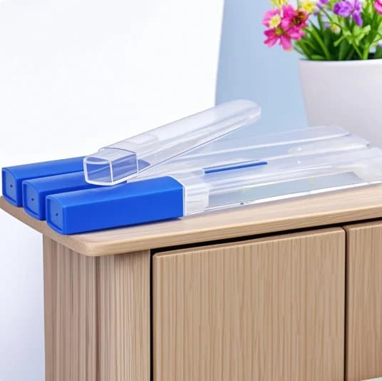 Protective case for thermometer with support for body temperature in plastic of 5 pieces. Protective housing for storage tube