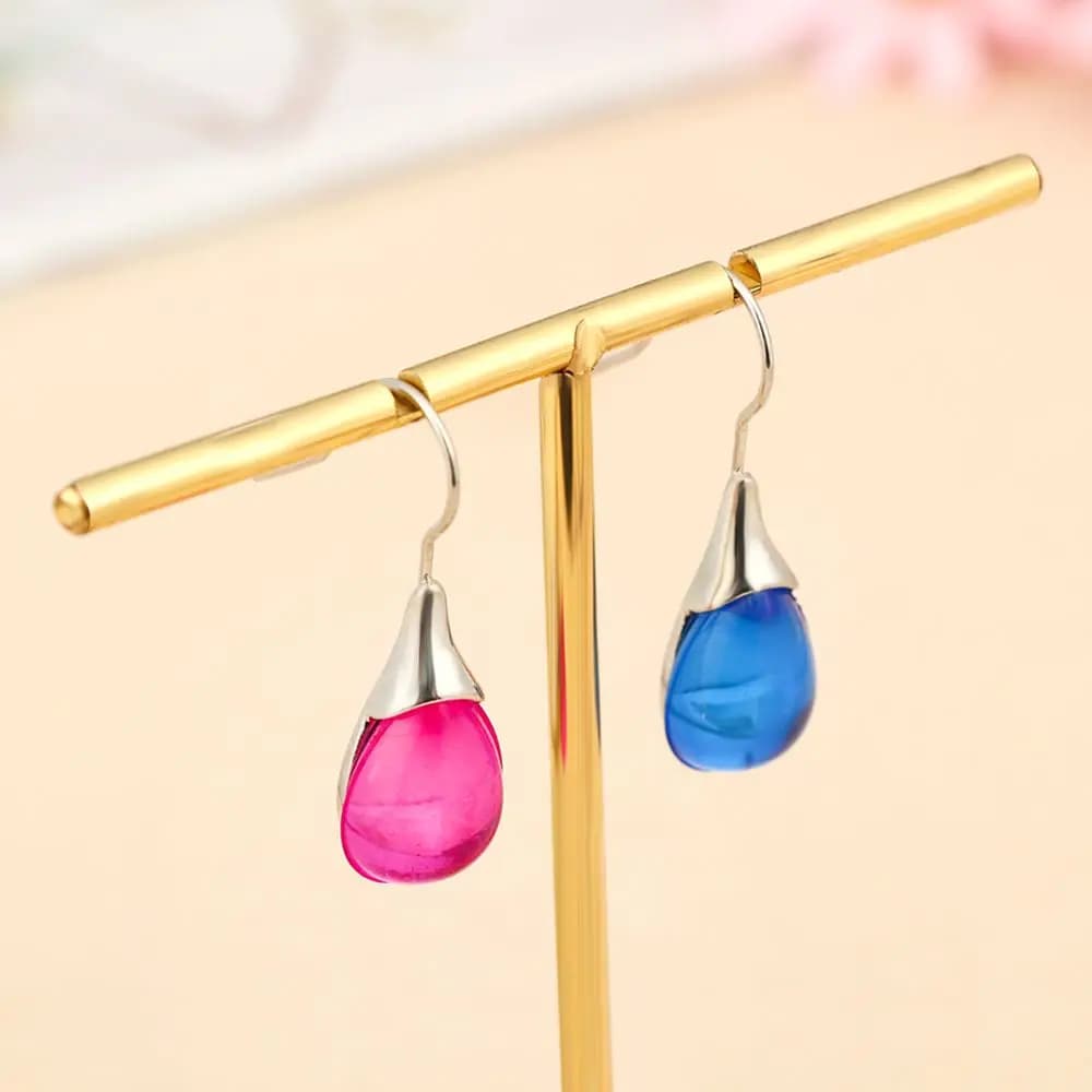 Regalo di fidanzamento, squisiti accessori di gioielleria naturale, orecchini pendenti con gancio, orecchini con pietre blu