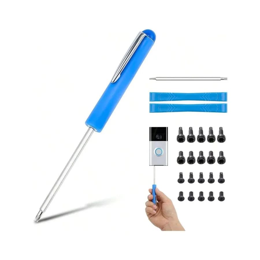 Set di punte per cacciavite RingDoorbell, cacciavite a doppia punta T6 T15 con 20 pezzi, adatto a tutti i modelli di videocitofono Ring, colore blu
