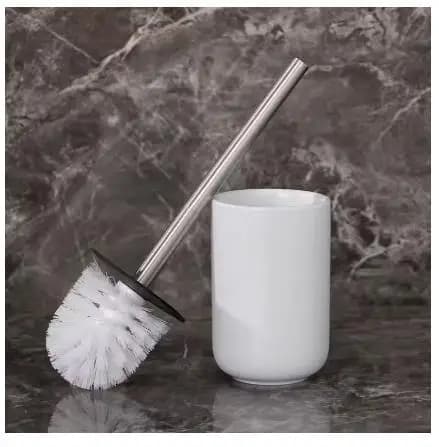 Spazzola per WC in Ceramica Bianca con Drenaggio Rapido, Strumento per la Pulizia, Spazzola da Pavimento per la Pulizia, Accessori per il Bagno Domestico
