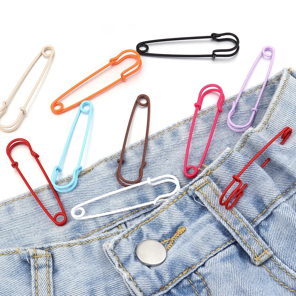 10 pz/lotto Spille di sicurezza in ferro colorate verniciate a spruzzo, strumenti per cucito e regolazione vita per jeans, pantaloni e vestiti fai da te