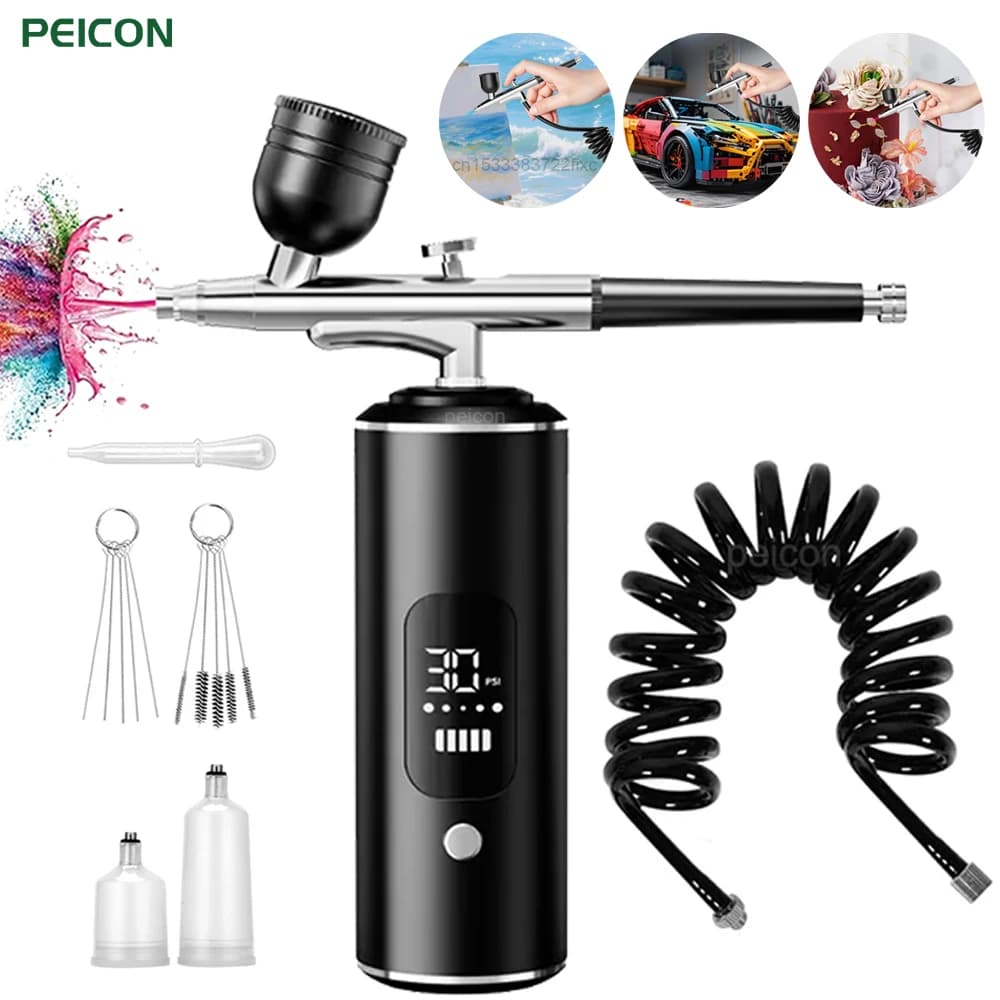 Aerograph with compressor Portable spray gun for craft painting Mini spray gun Portable spray gun for USB rechargeable aerograph