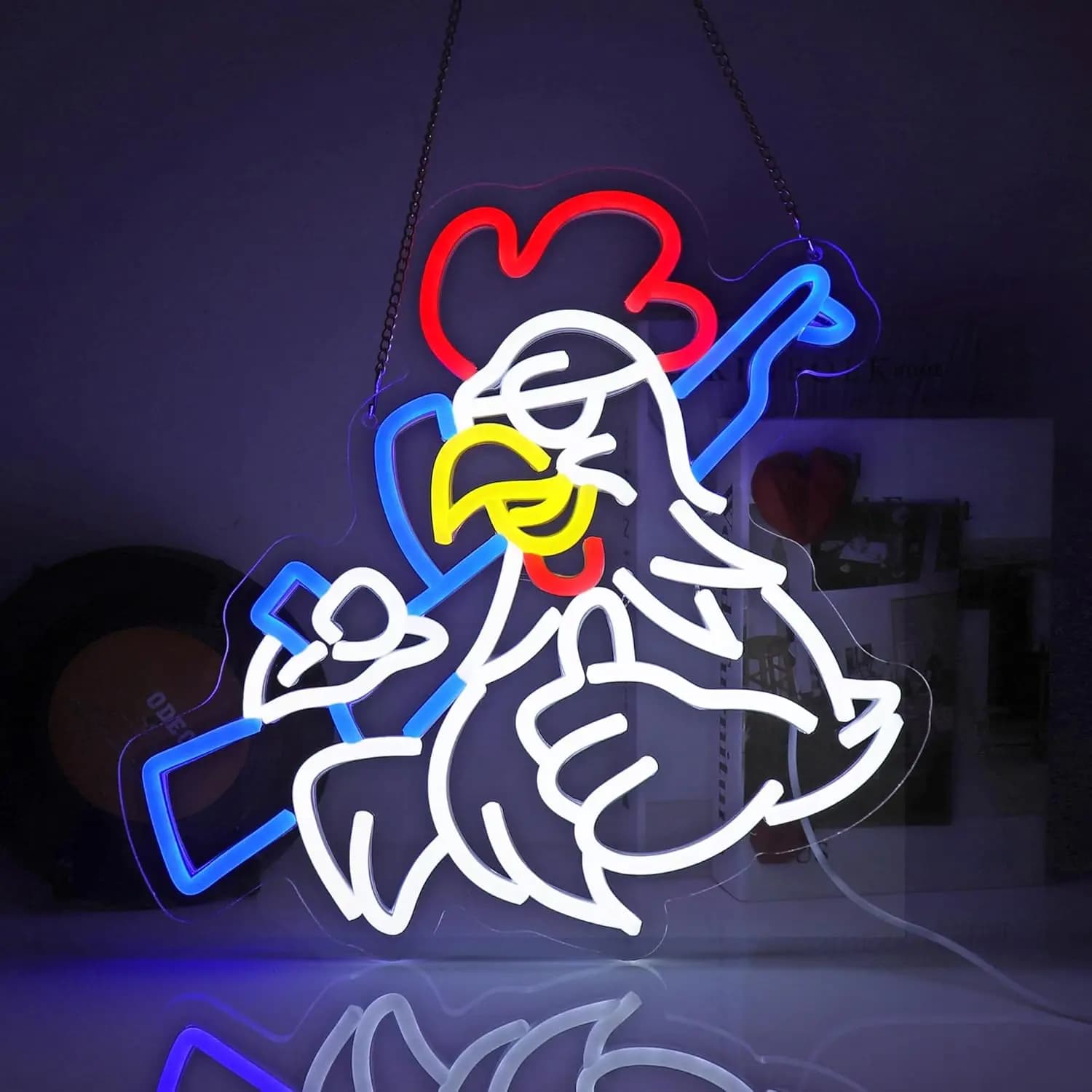 Insegna al neon Whofbobfe Fighting Chicken – Decorazione da parete a LED alimentata tramite USB per la cameretta dei ragazzi, sala giochi, bar e feste, regalo fantastico