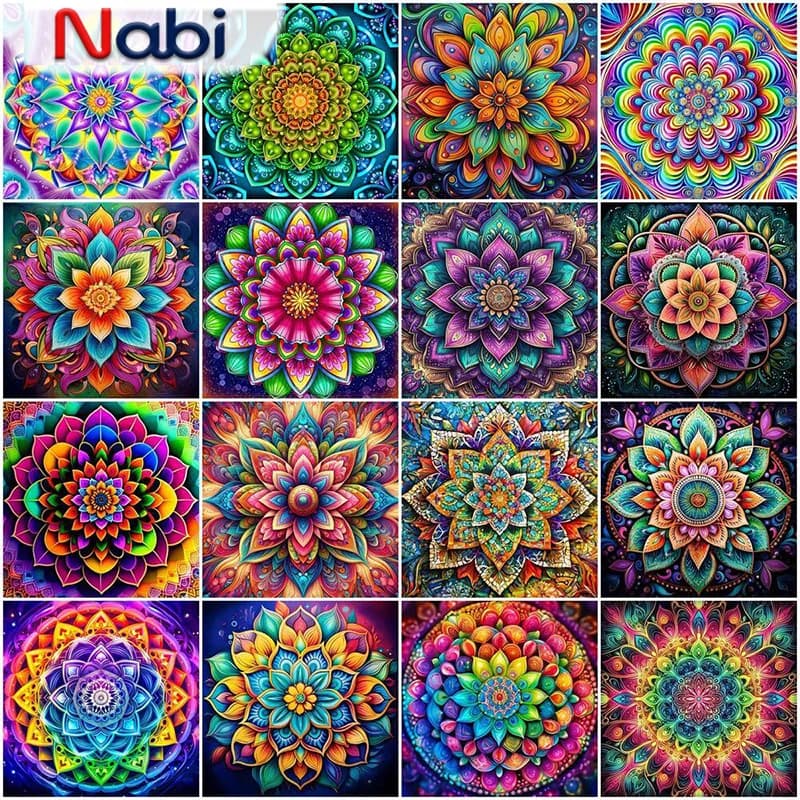 Nabi Diamond Painting Mandala DIY 5D Full Square Round Drill Embroidery Fantasy Mosaic Flower Wall Decorations Living Room