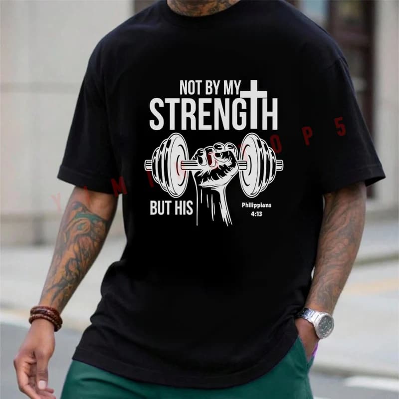 Gym Motivational Faith Inspired Workout Graphic Moto T-shirt Summer Cotton Short Sleeve Casual O-Neck Breathable Unisex Tops