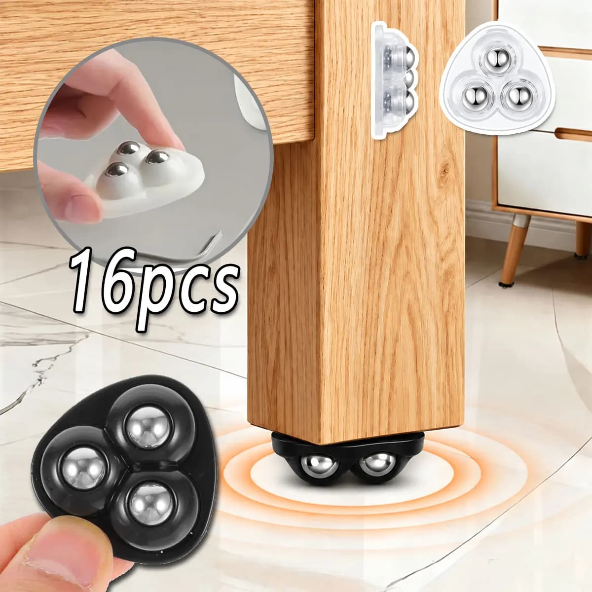 4-16pcs Paste Universal Wheel No Noise Self Adhesive Universal Pulley Rotating Wheels for Trash Can Kitchen Small Appliances