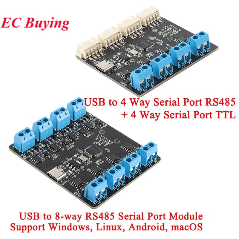 Da USB a 4 porte seriali RS485 a 8 vie da tipo C a 4 Scheda di espansione modulo UART TTL CH348 HUB RS485 multicanale a 8 vie 485 YR-6028