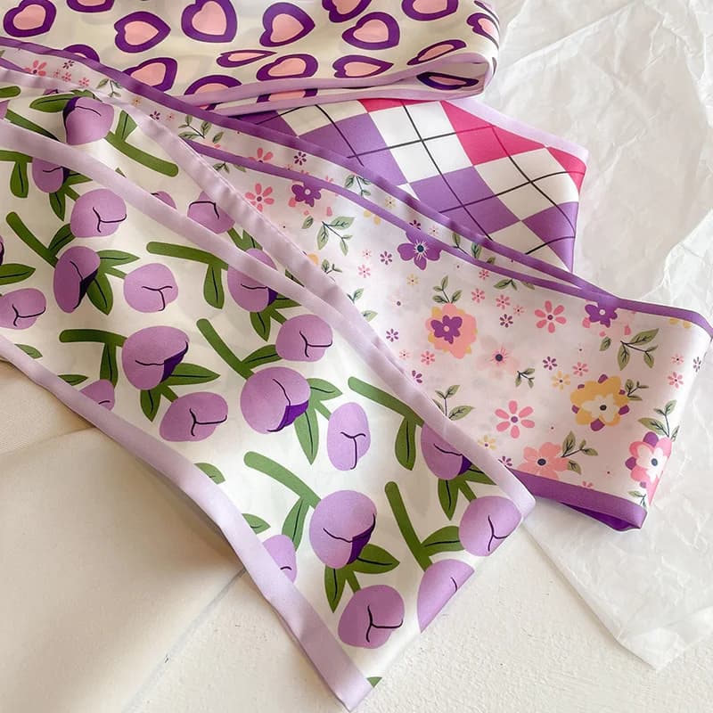 Purple Series Scarf Fashion Decorative Neck Scarf Long Strip Hair Tie Bag Binding Ribbon Elegant Versatile Accessory for Women